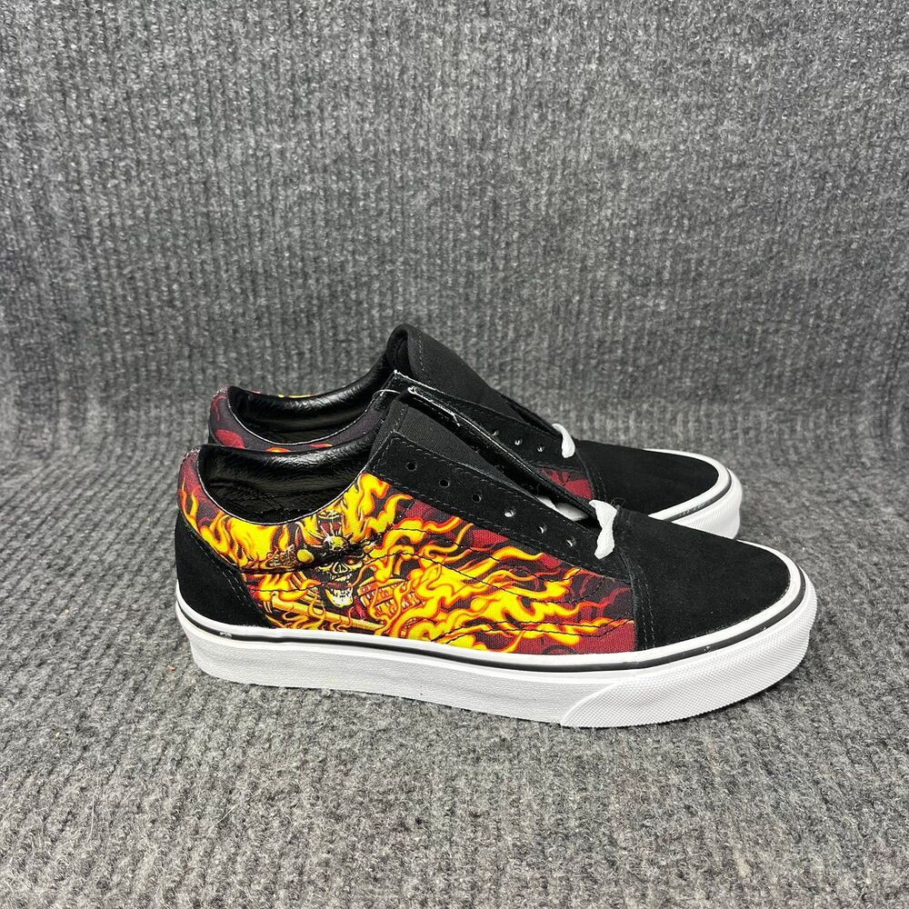 Vans Old Skool Samurai Rising Skate Shoes Black Flames Skeleton Womens 7 Men 5.5